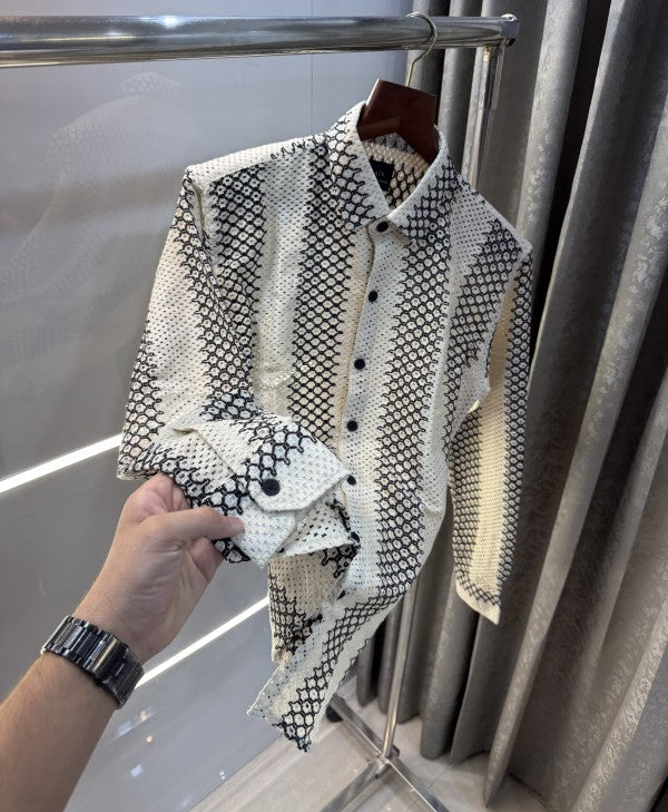 ARMANI EXCHANGE  3 STRIPES CROCHET SHIRT WITH BOX PACKING AND CARRY BAG Urban Classics Store