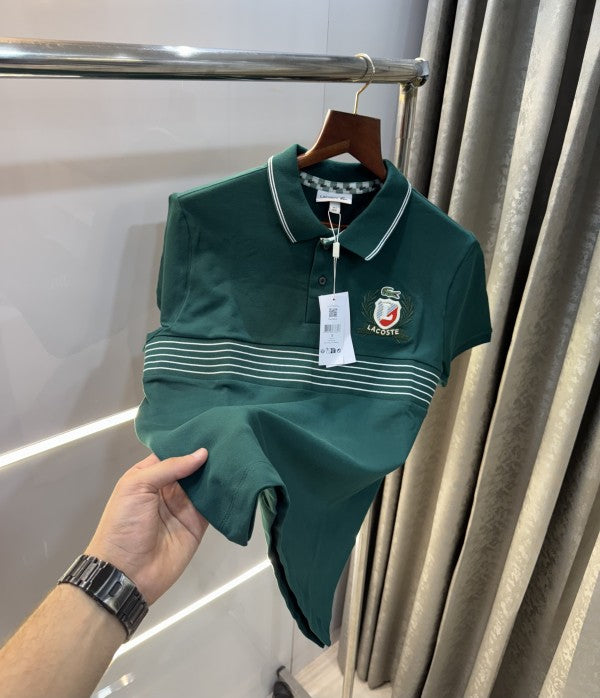 LACOSTE BOTTLE GREEN LOGO WORK PREMIUM CLASSIC POLO T-SHIRT Urban Classics Store