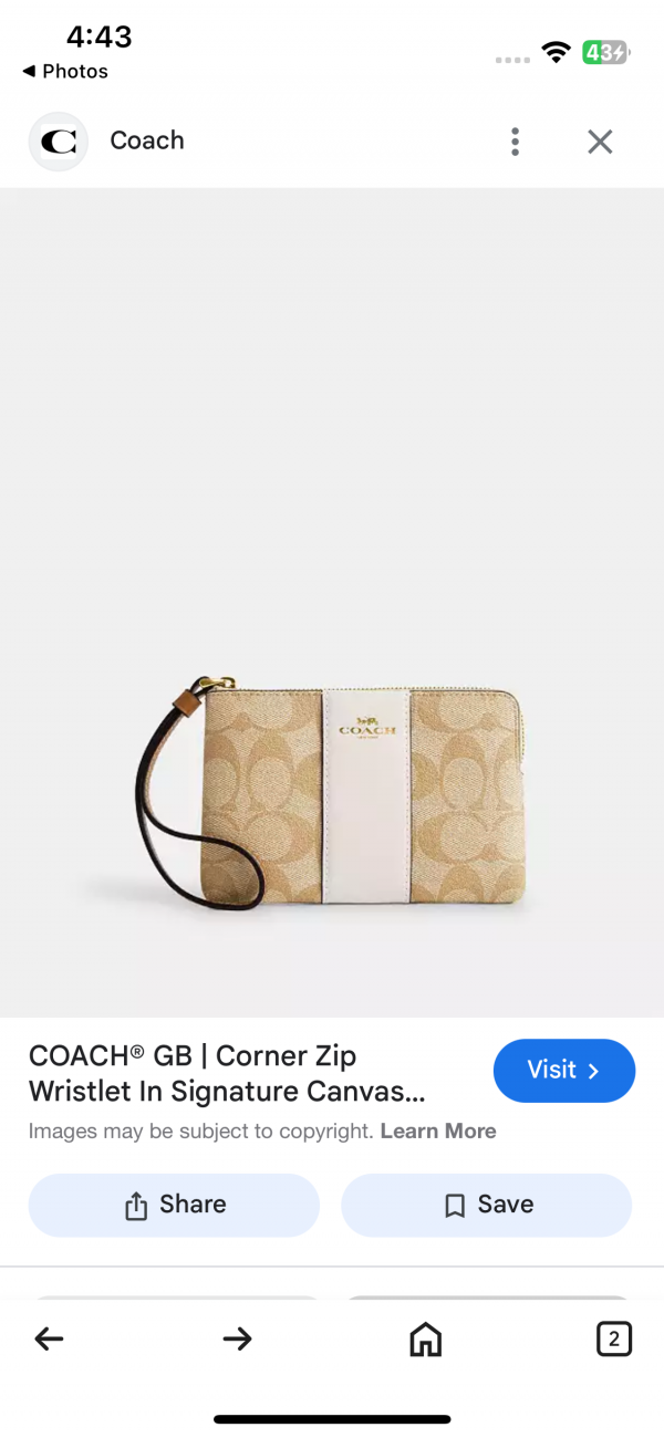 COACH W6 CORNER WRISTLET WHITE BROWN WITH OG BOX & DUST COVER Urban Classics Store