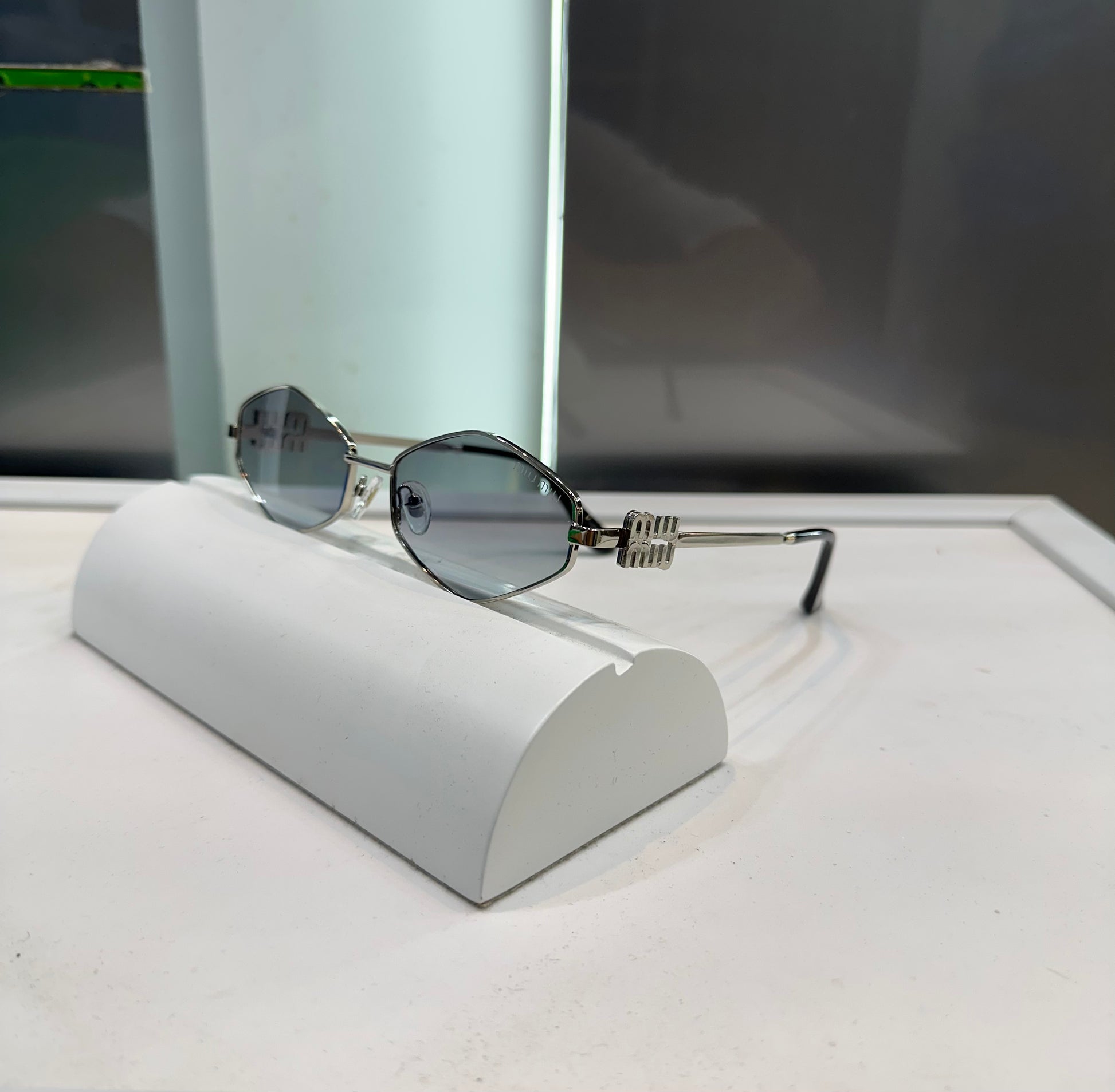 MIU MIU SILVER PREMIUM SUNGLASSES LOGO MONOGRAM WITH OG BOX Urban Classics Store