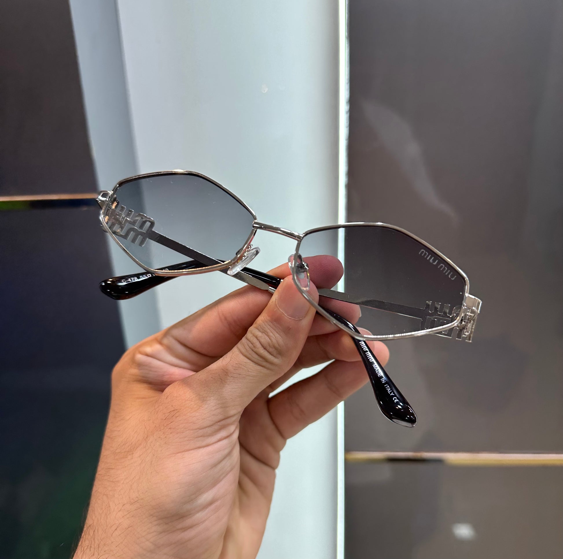 MIU MIU SILVER PREMIUM SUNGLASSES LOGO MONOGRAM WITH OG BOX Urban Classics Store