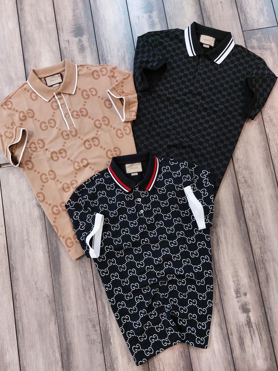 GUCCI NAVY BLUE DESIGNER PREMIUM IMPORTED POLO T-SHIRT Urban Classics Store