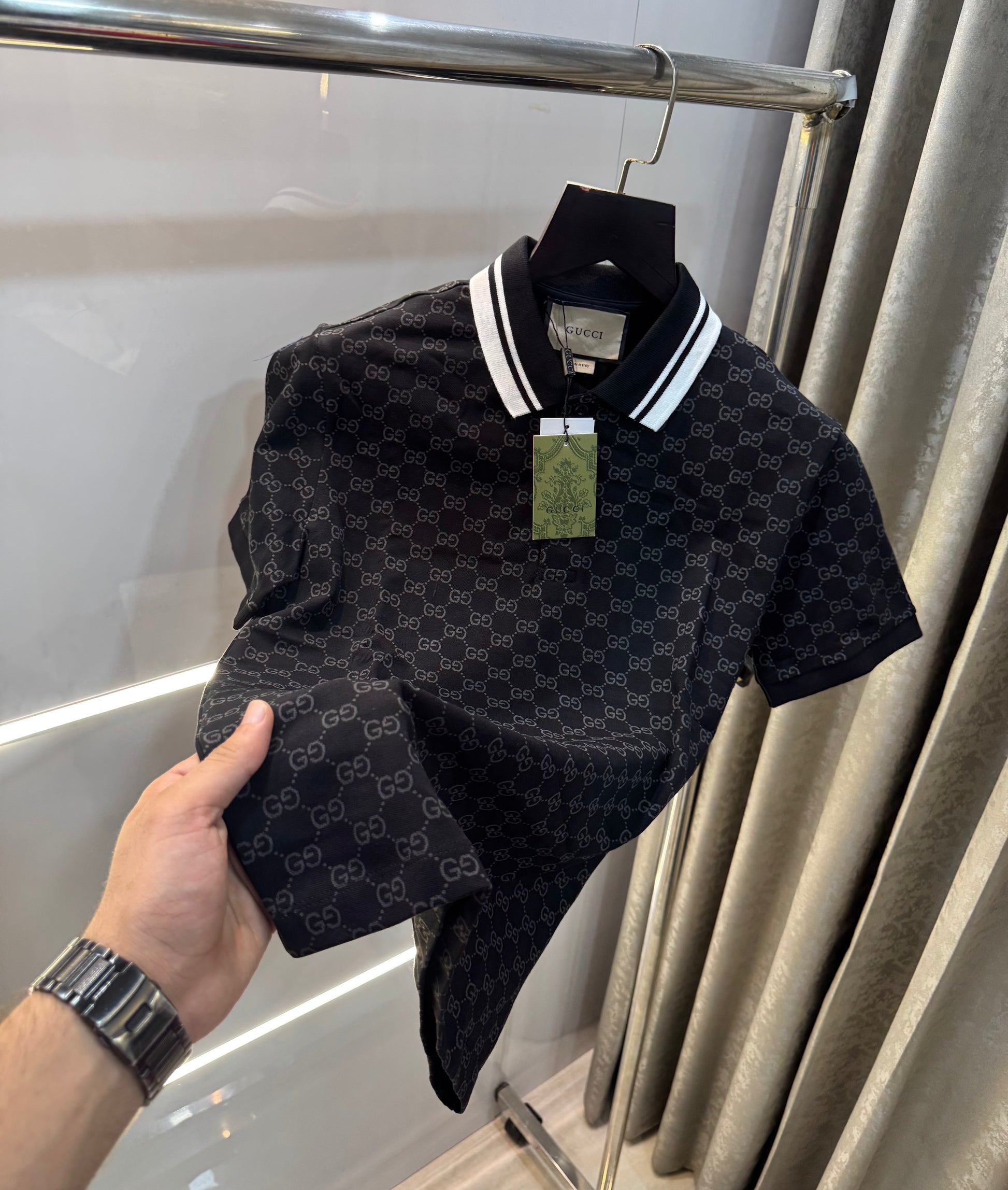 GUCCI NAVY BLUE DESIGNER PREMIUM IMPORTED POLO T-SHIRT Urban Classics Store