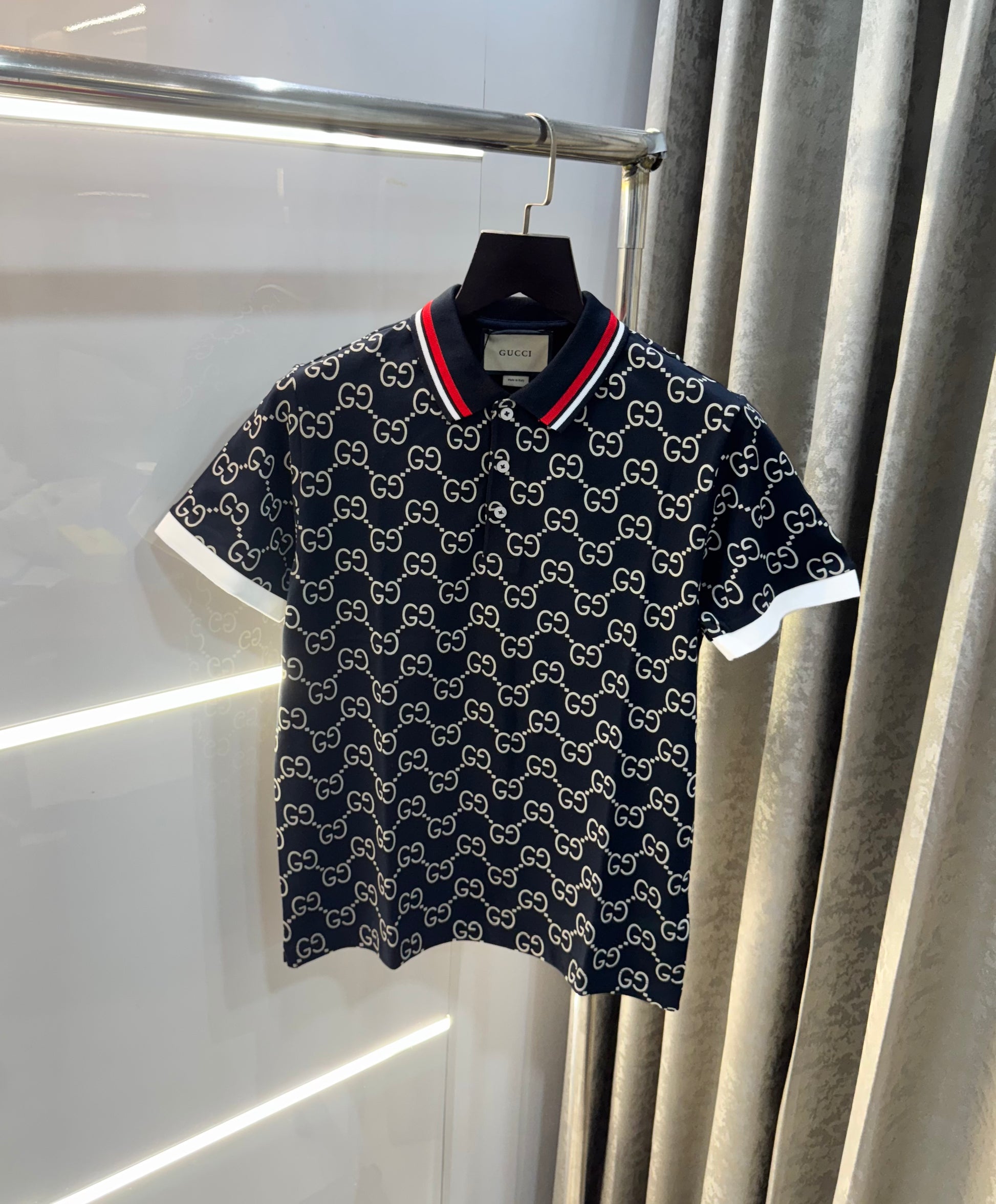 GUCCI NAVY BLUE DESIGNER PREMIUM IMPORTED POLO T-SHIRT Urban Classics Store