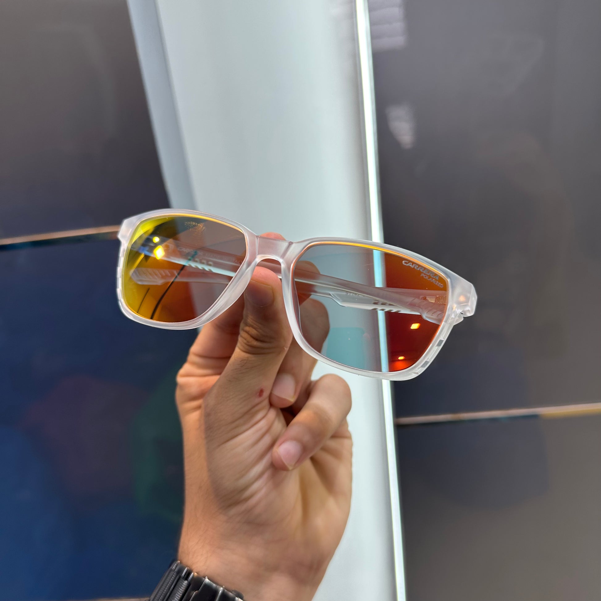 CARRERA TRANSPARENT WHITE PREMIUM SUNGLASSES !! RAINBOW SERIES !! WITH OG BOX Urban Classics Store