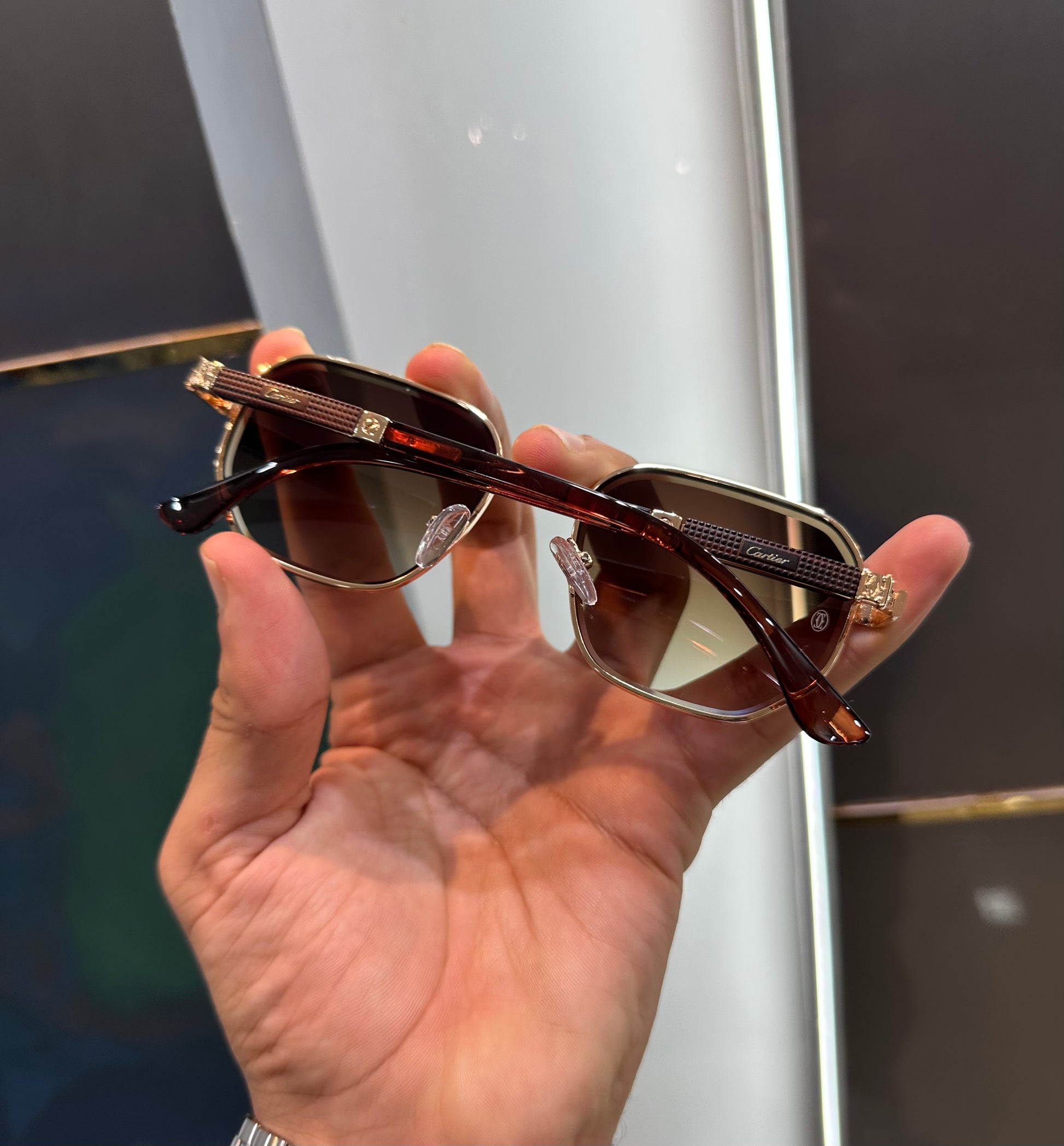 CARTIER SQUARE BROWN SUNGLASSES WITH OG BOX Urban Classics Store