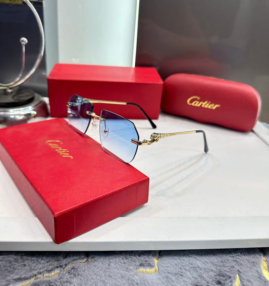 CARTIER GOLD BLUE PREMIUM SUNGLASSES WITH OG BOX Urban Classics Store