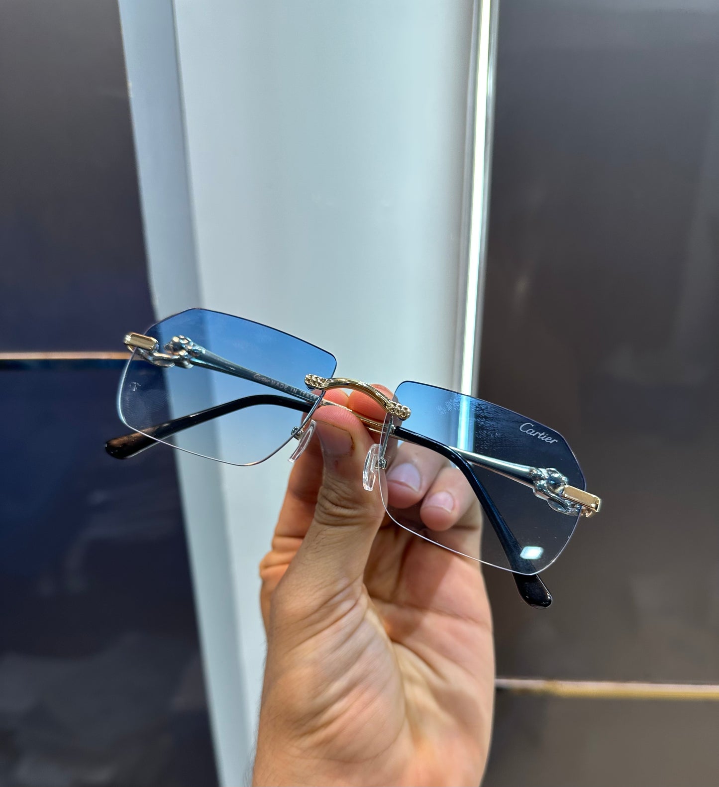CARTIER GOLD BLUE PREMIUM SUNGLASSES WITH OG BOX Urban Classics Store