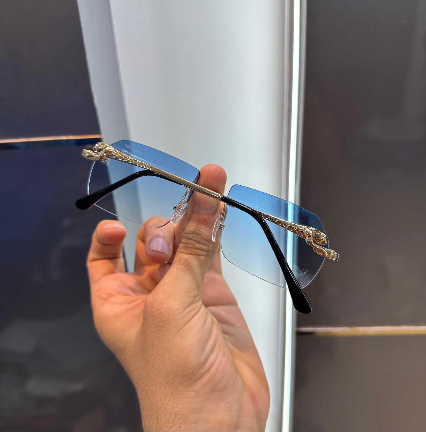 CARTIER GOLD BLUE PREMIUM SUNGLASSES WITH OG BOX Urban Classics Store