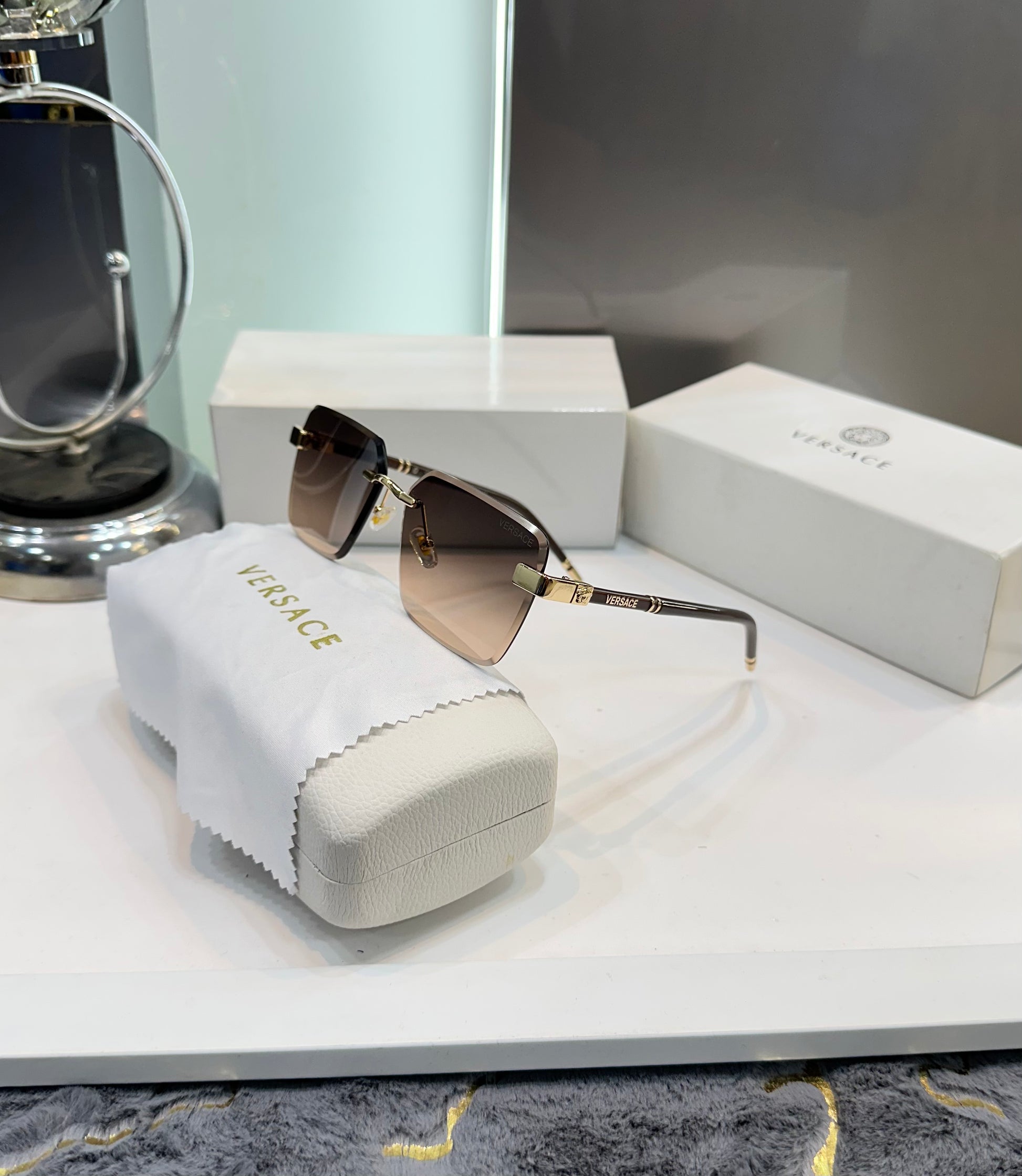 VERSACE GOLD BRANDING DESIGNER LUXURY SHADE  WITH OG BOX Urban Classics Store