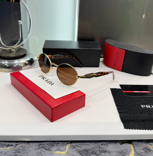 PRADA LUXURY SUNGLASS BROWN WITH GOLD BLACK FRAME WITH OG KIT Urban Classics Store