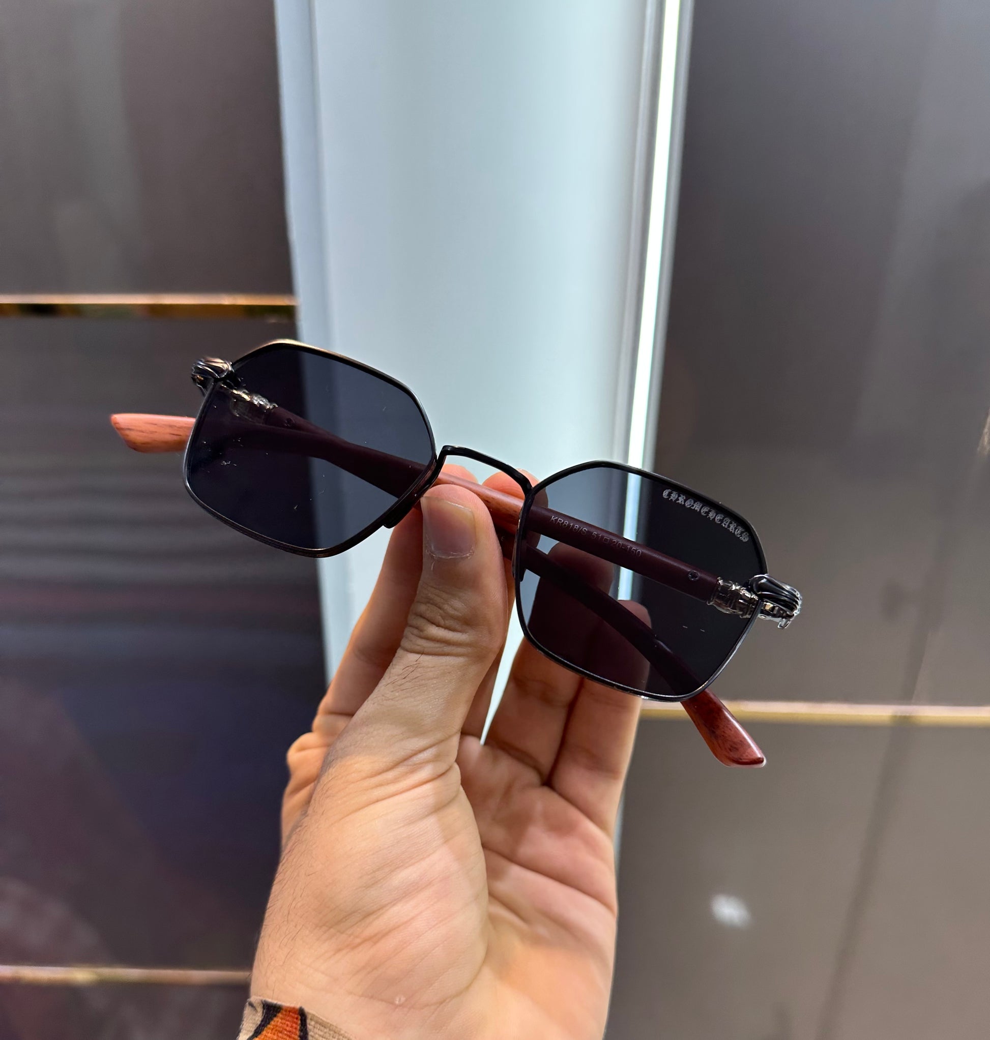 CHROME HEARTS *BLACK LENS WITH WOODEN FINISH * LUXURY SUNGLASS WITH OG KIT Urban Classics Store