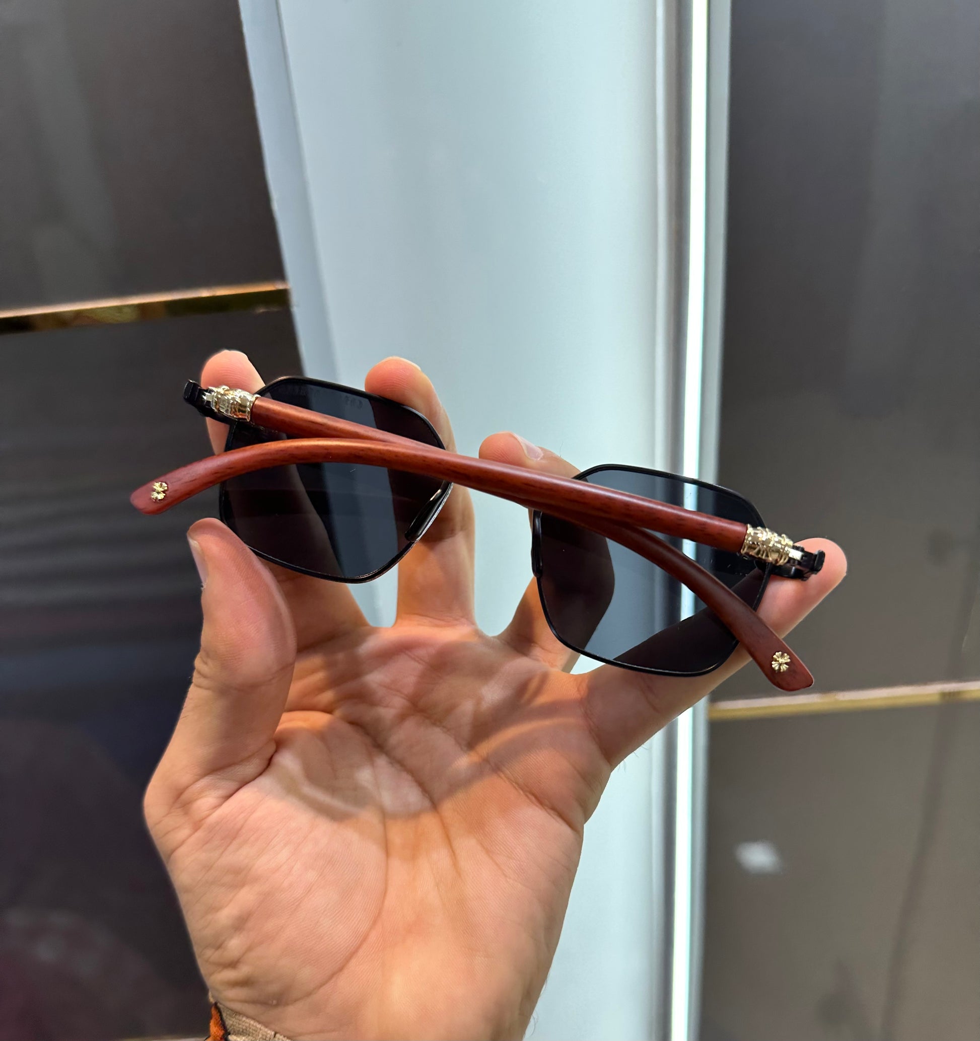 CHROME HEARTS *BLACK LENS WITH WOODEN FINISH * LUXURY SUNGLASS WITH OG KIT Urban Classics Store