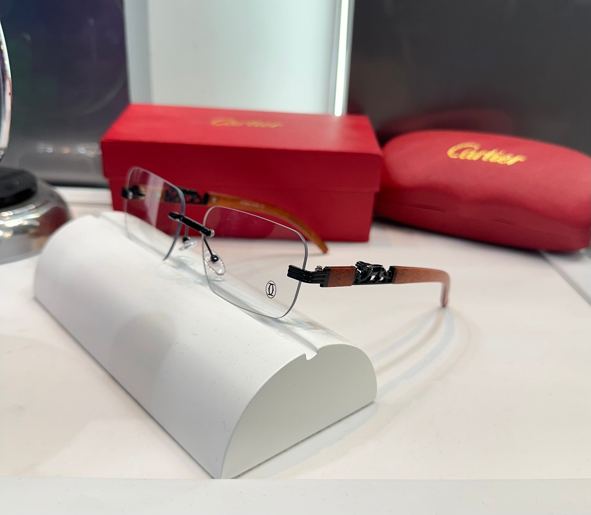 CARTIER TRANSPERENT LUXURY LOGO SUNGLASSES WITH OG BOX Urban Classics Store