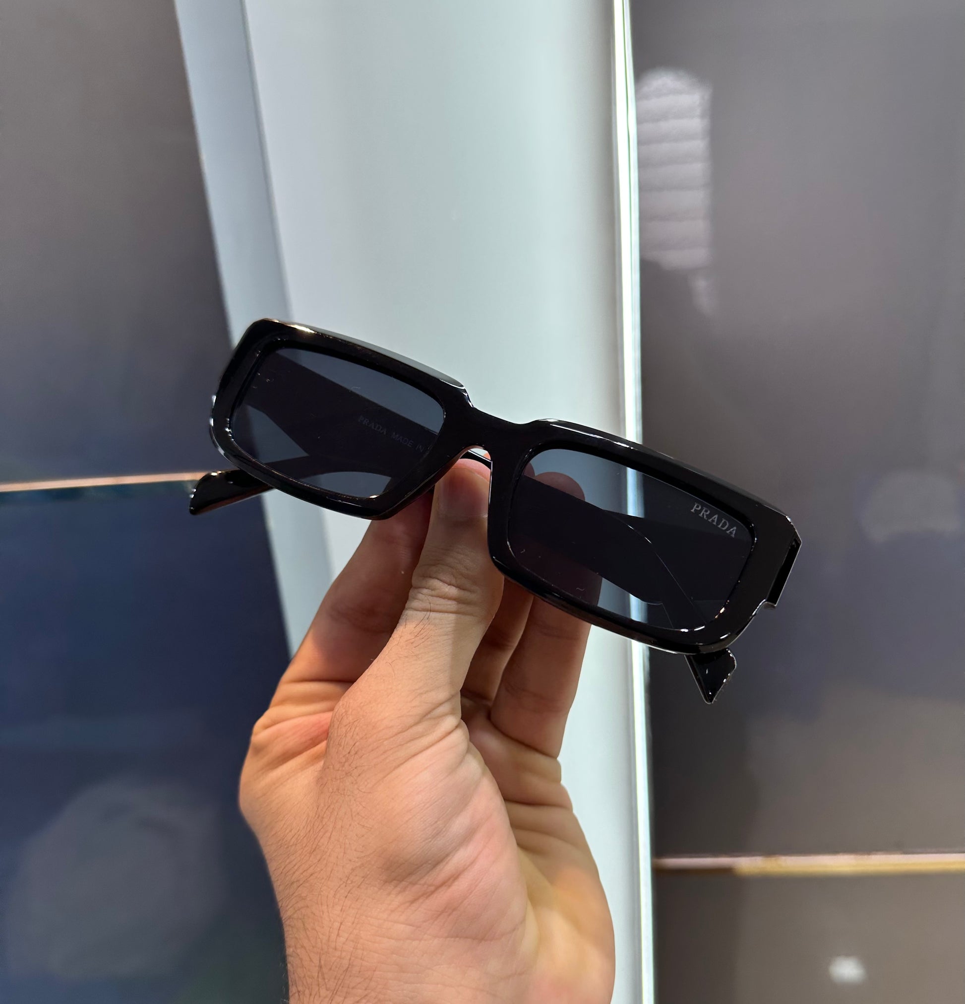 PRADA MILANO RECTANGLE BLACK FRAME SUNGLASSES WITH OG KIT Urban Classics Store