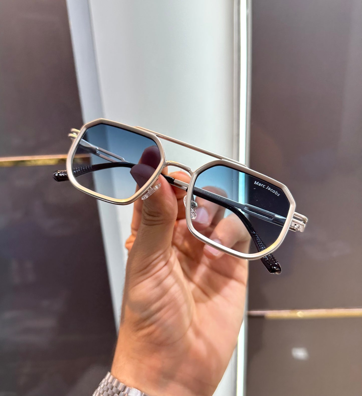 MARC JACOB SILVER BLUE PREMIUM SUNGLASSES WITH OG KIT Urban Classics Store