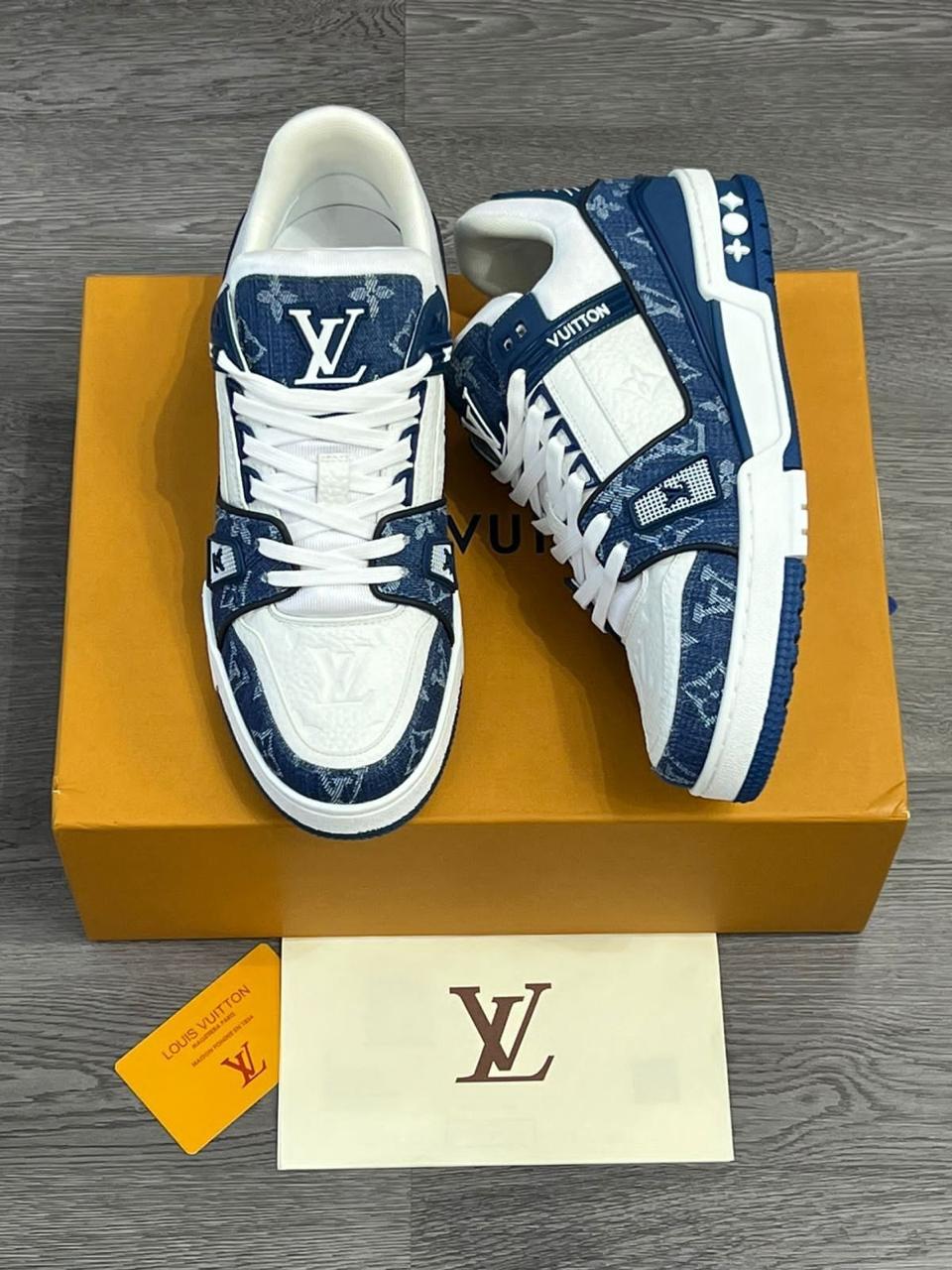 LOUIS VUITTON LV MONOGRAM TRAINER BLUE WHITE WITH ACCESSORIES Urban Classics Store