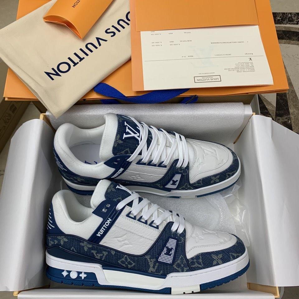 LOUIS VUITTON LV MONOGRAM TRAINER BLUE WHITE WITH ACCESSORIES Urban Classics Store