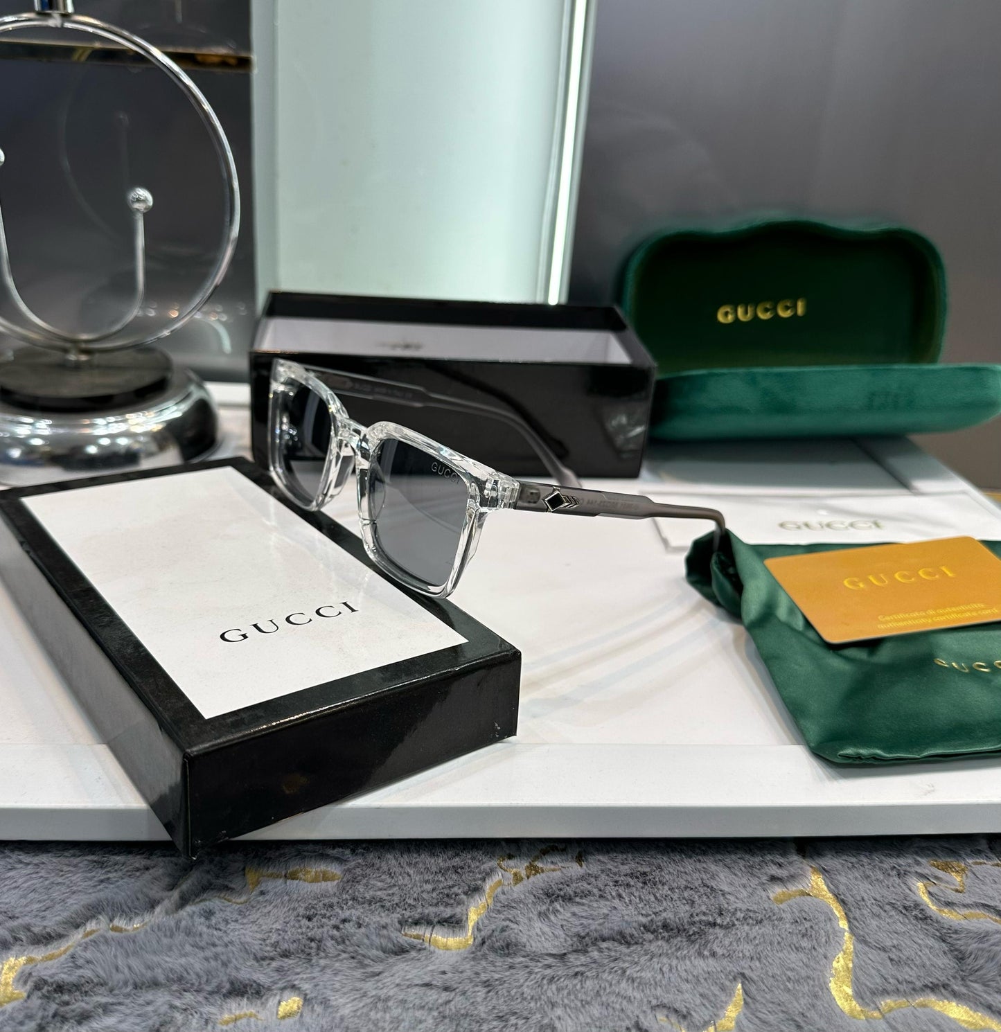 GUCCI PREMIUM SUNGLASSES - TRANSPARENT FINISH WITH OG BOX Urban Classics Store