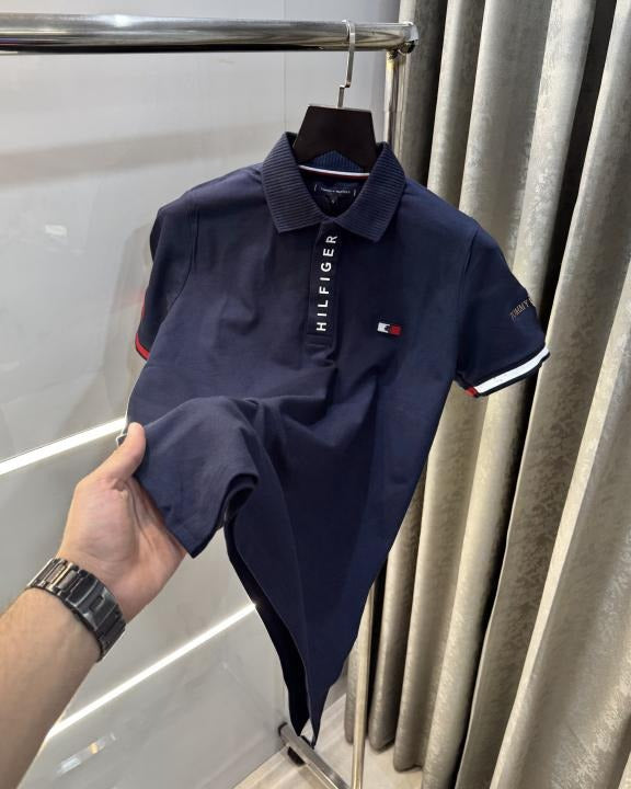 TOMMY HILFIGER NAVY BLUE PREMIUM POLO T-SHIRT Urban Classics Store
