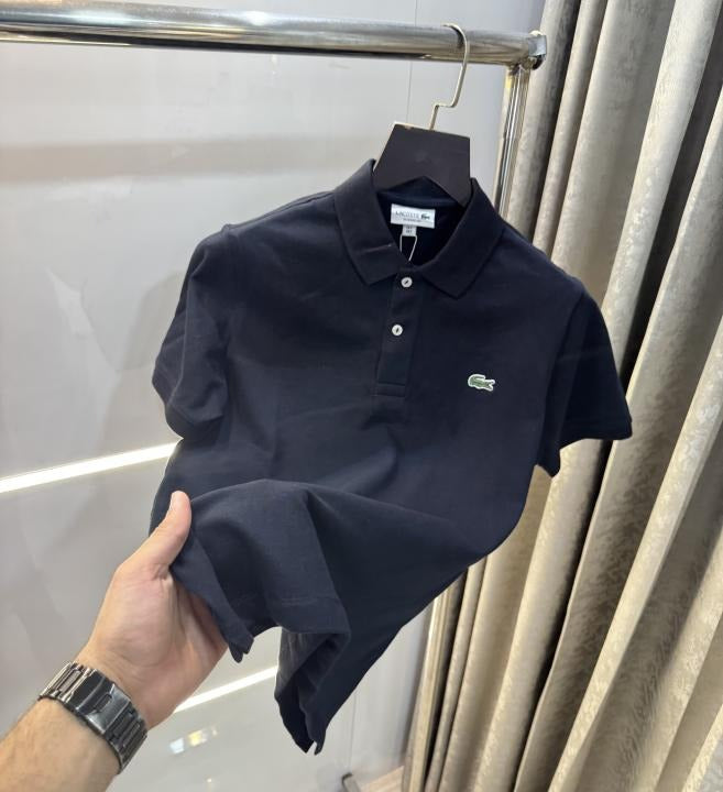 LACOSTE NAVY BLUE EMBROIDERY LOGO PREMIUM POLO T-SHIRT Urban Classics Store