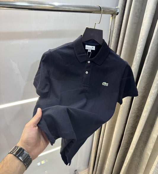 LACOSTE NAVY BLUE EMBROIDERY LOGO PREMIUM POLO T-SHIRT Urban Classics Store