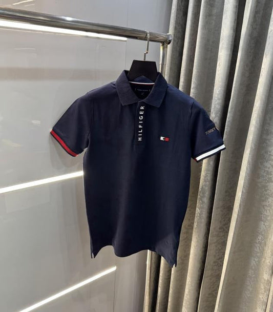 TOMMY HILFIGER NAVY BLUE PREMIUM POLO T-SHIRT Urban Classics Store