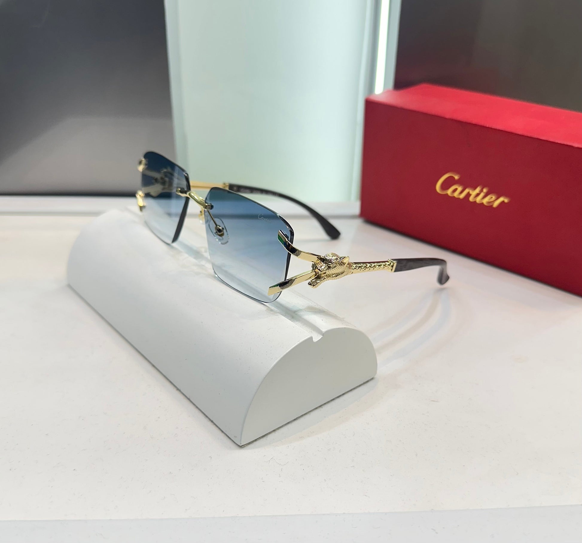 Cartier Sky Blue Jaguar Karan Aujla Edition Luxury Sunglass With Original Packing Urban Classics Store