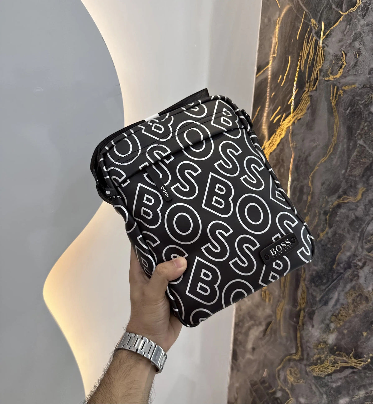 Hugo Bos s Premium Cross Bag Black White b25 Urban Classics Store