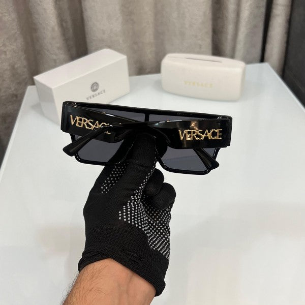 VERSACE FULL BLACK WITH GOLD BRANDING DESIGNER LUXURY SHADE  WITH OG BOX Urban Classics Store