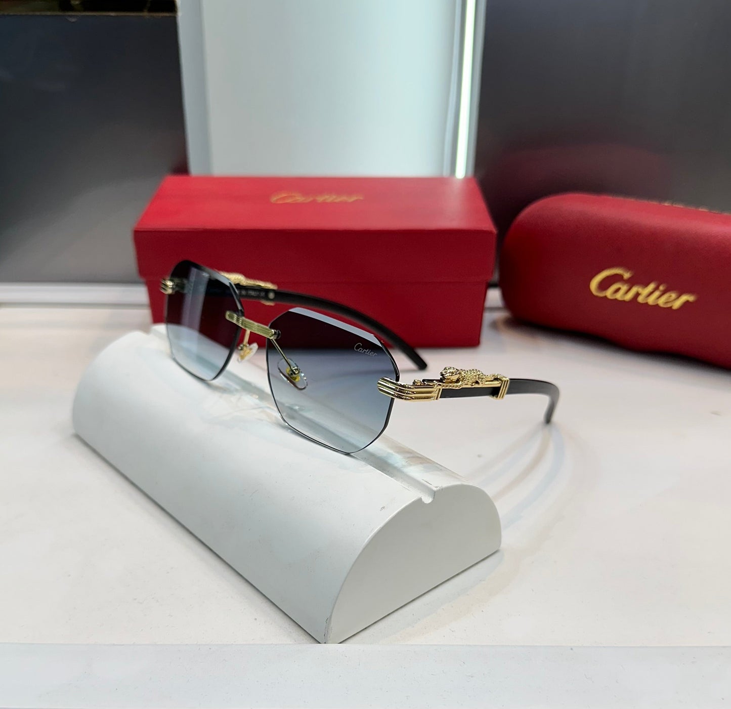 Cartier Sky Blue Jaguar Karan Aujla Edition Luxury Sunglass With Original Packing Urban Classics Store
