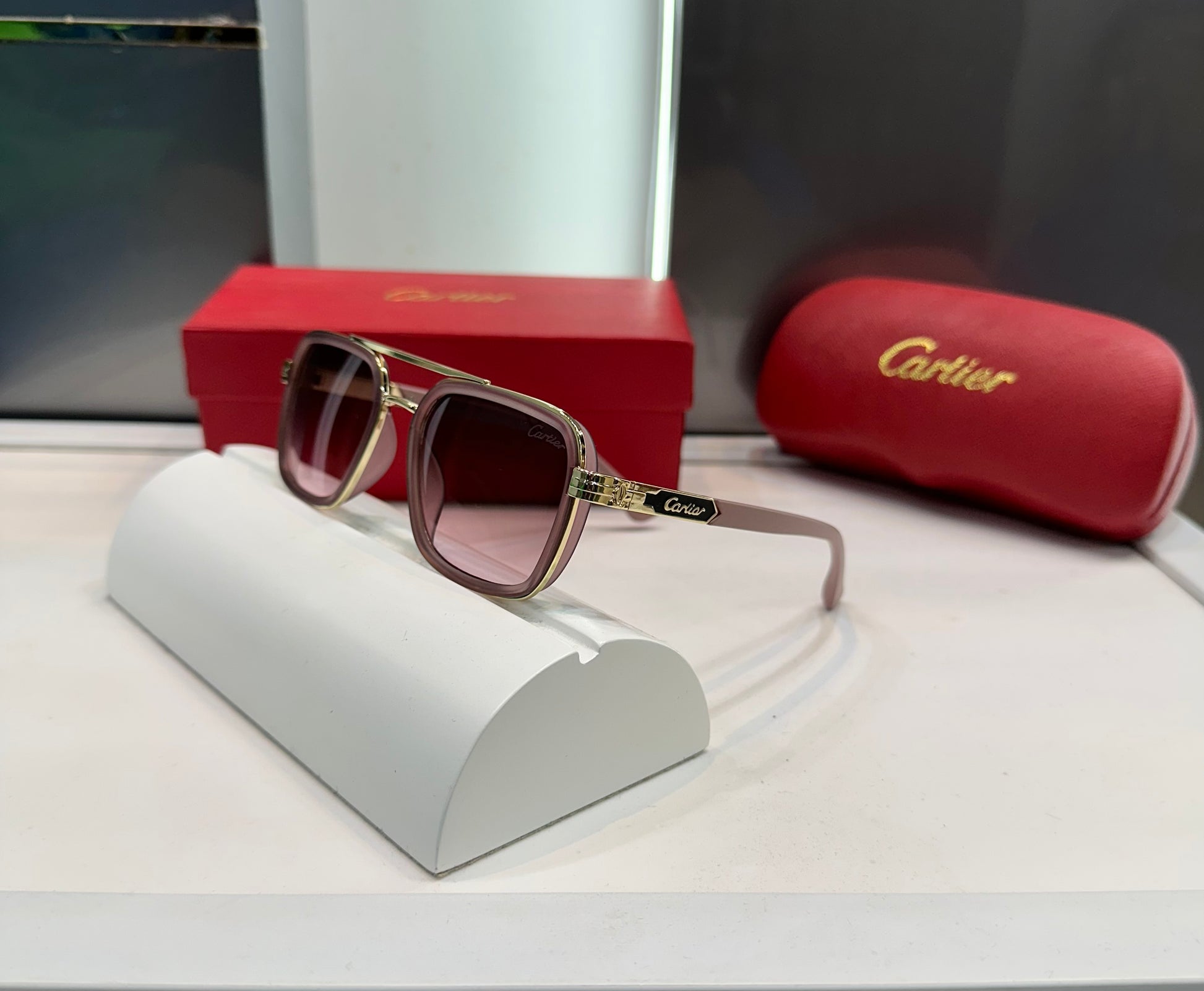 CARTIER PEACH SUNGLASSES WITH OG BOX Urban Classics Store