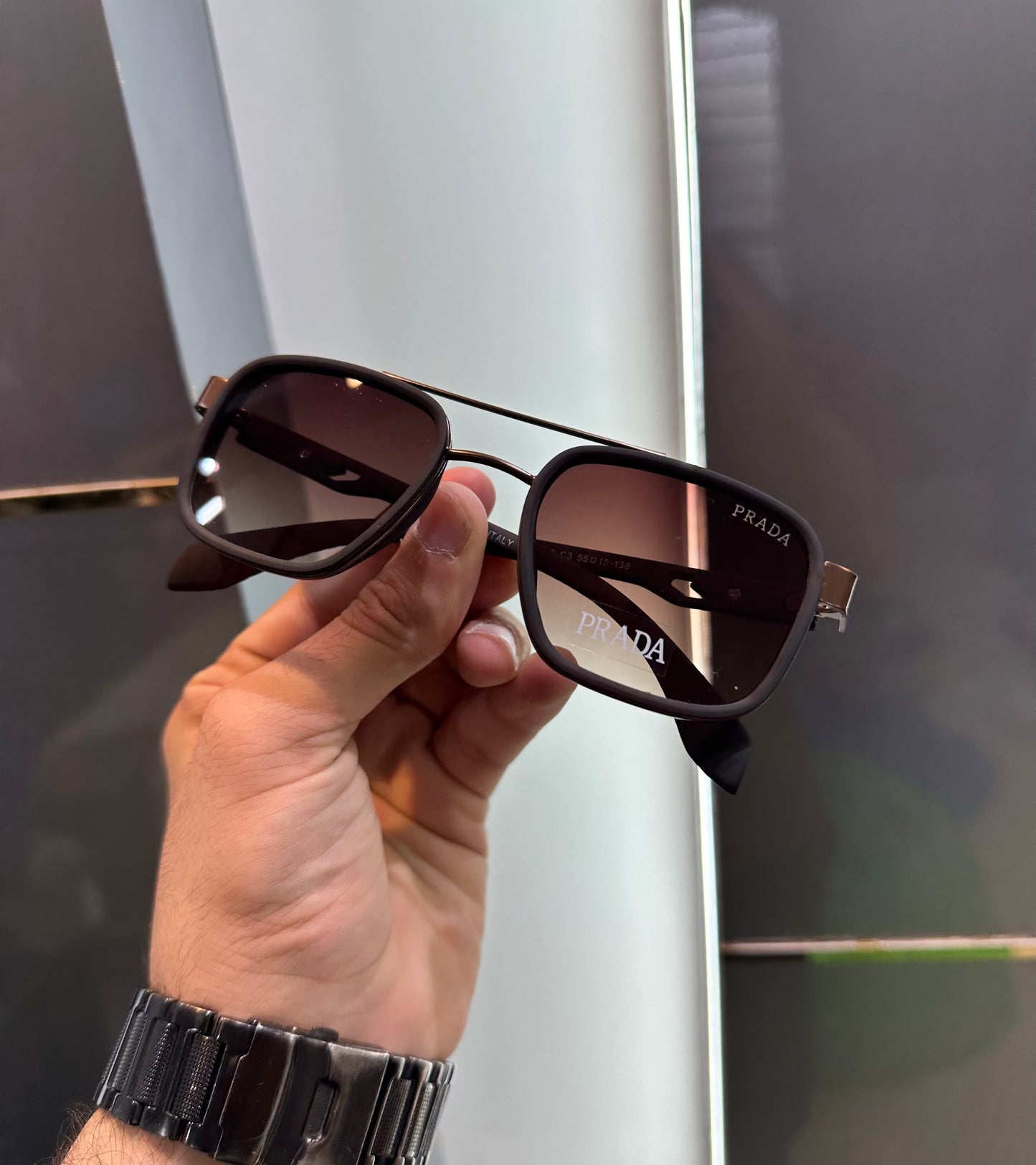 PRADA BROWN LUXURY FRAME SUNGLASS WITH OG BOX Urban Classics Store