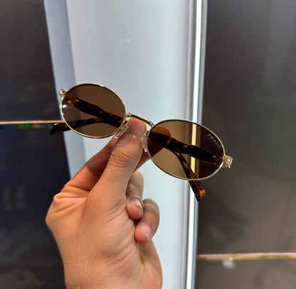 PRADA LUXURY SUNGLASS BROWN WITH GOLD BLACK FRAME WITH OG KIT Urban Classics Store