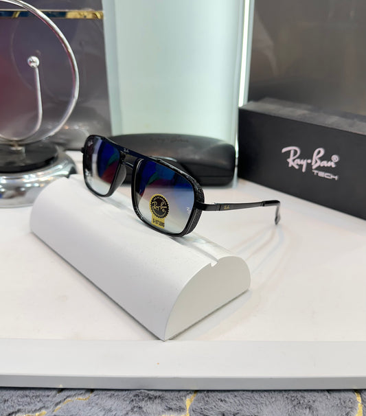 RAY BAN BLACK FRAME WITH BLUEISH LENS # PREMIUM SUNGLASS WITH OG  BOX Urban Classics Store