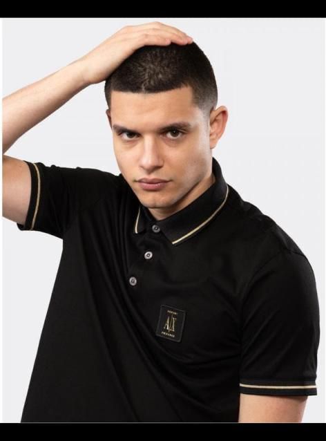 ARMANI EXCHANGE BLACK EMBROIDERY LOGO PREMIUM POLO T-SHIRT Urban Classics Store