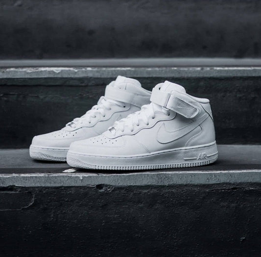 NIKE AIRFORCE 1 MID WHITE PURE LEATHER UNISEX WITH OG BOX Urban Classics Store