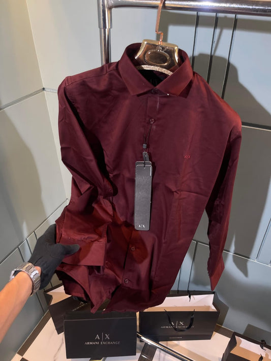 ARMANI EXCHANGE PREMIUM FORMAL SHIRT MAROON COLOUR WITH OG BOX Urban Classics Store