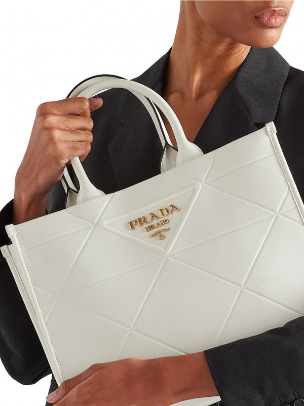 PRADA LEATHER TOTE BAG WITH OG BOX WHITE COLOUR Urban Classics Store