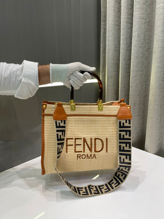 FENDI ROMA SUNSHINE LEATHER PREMIUM TOTE BAG BEIGE COLOUR WITH DUST BAG Urban Classics Store