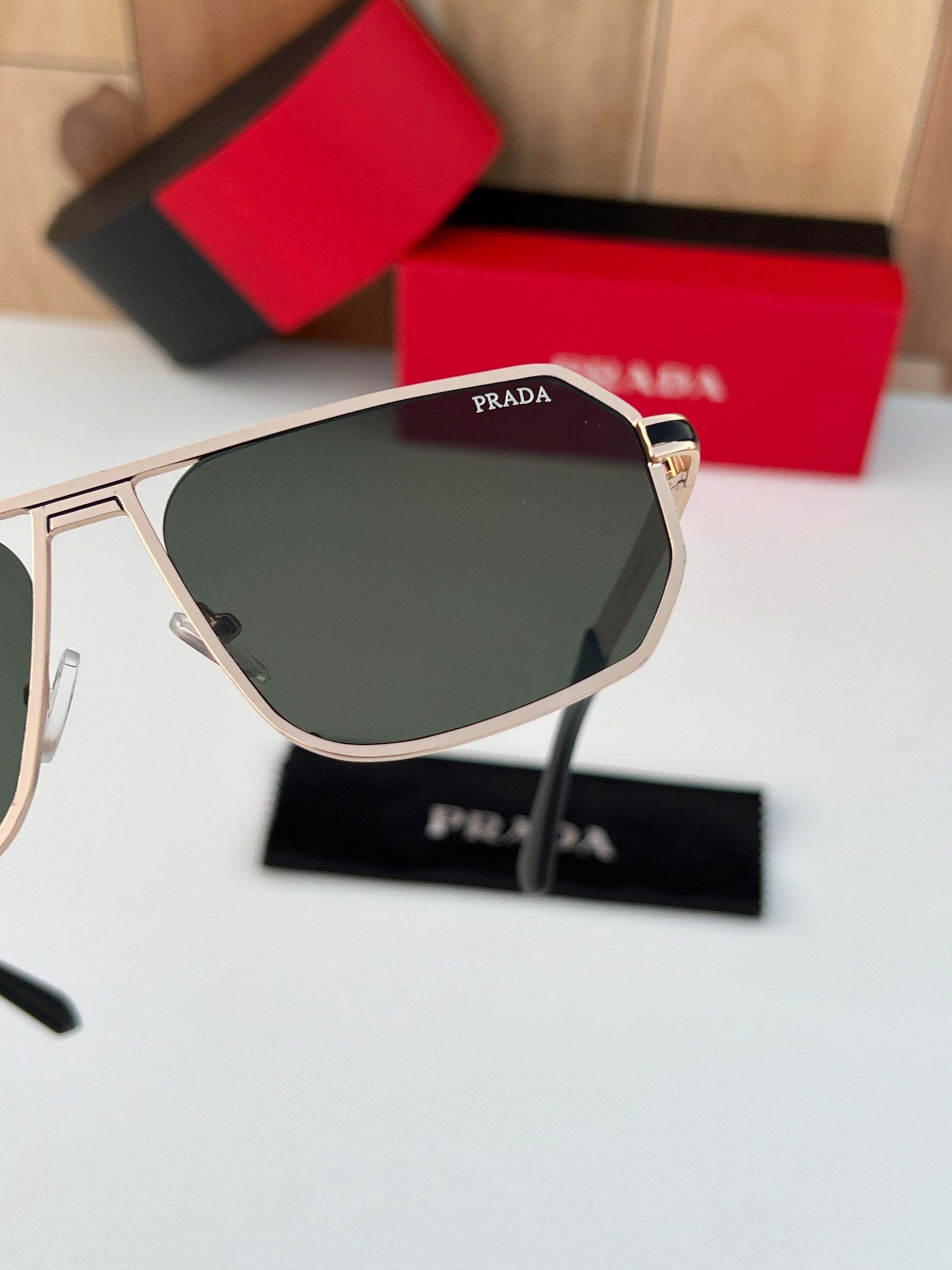 PRADA MILANO PREMIUM SUNGLASS BLACK WITH GOLDEN FRAME WITH OG KIT Urban Classics Store