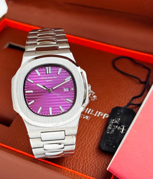 PATEK PHILIPPE NAUTILUS COLLECTION PINK DIAL WITH SILVER CASE WITH OG KIT Urban Classics Store