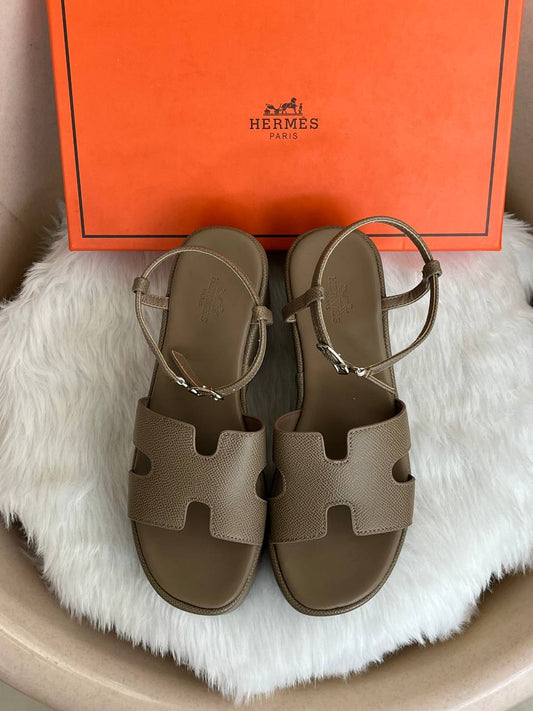 HERMES JAM 30 PLATFORM DARK KHAKHI SANDAL WITH ORIGINAL BOX Urban Classics Store