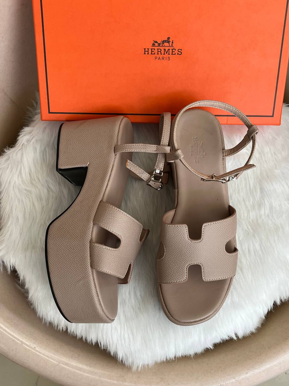 HERMES JAM 30 PLATFORM KHAKHI SANDAL WITH ORIGINAL BOX Urban Classics Store