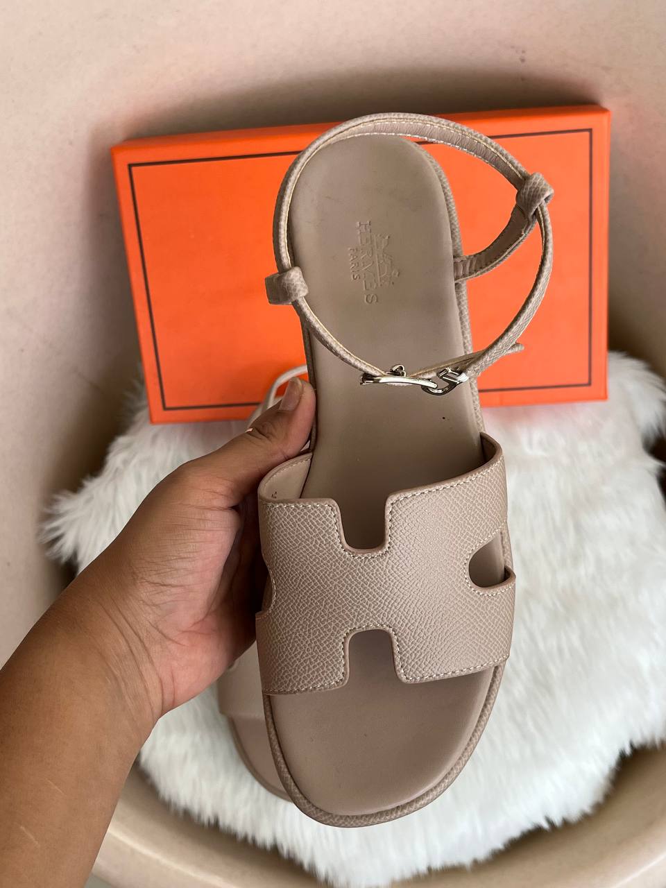 HERMES JAM 30 PLATFORM KHAKHI SANDAL WITH ORIGINAL BOX Urban Classics Store