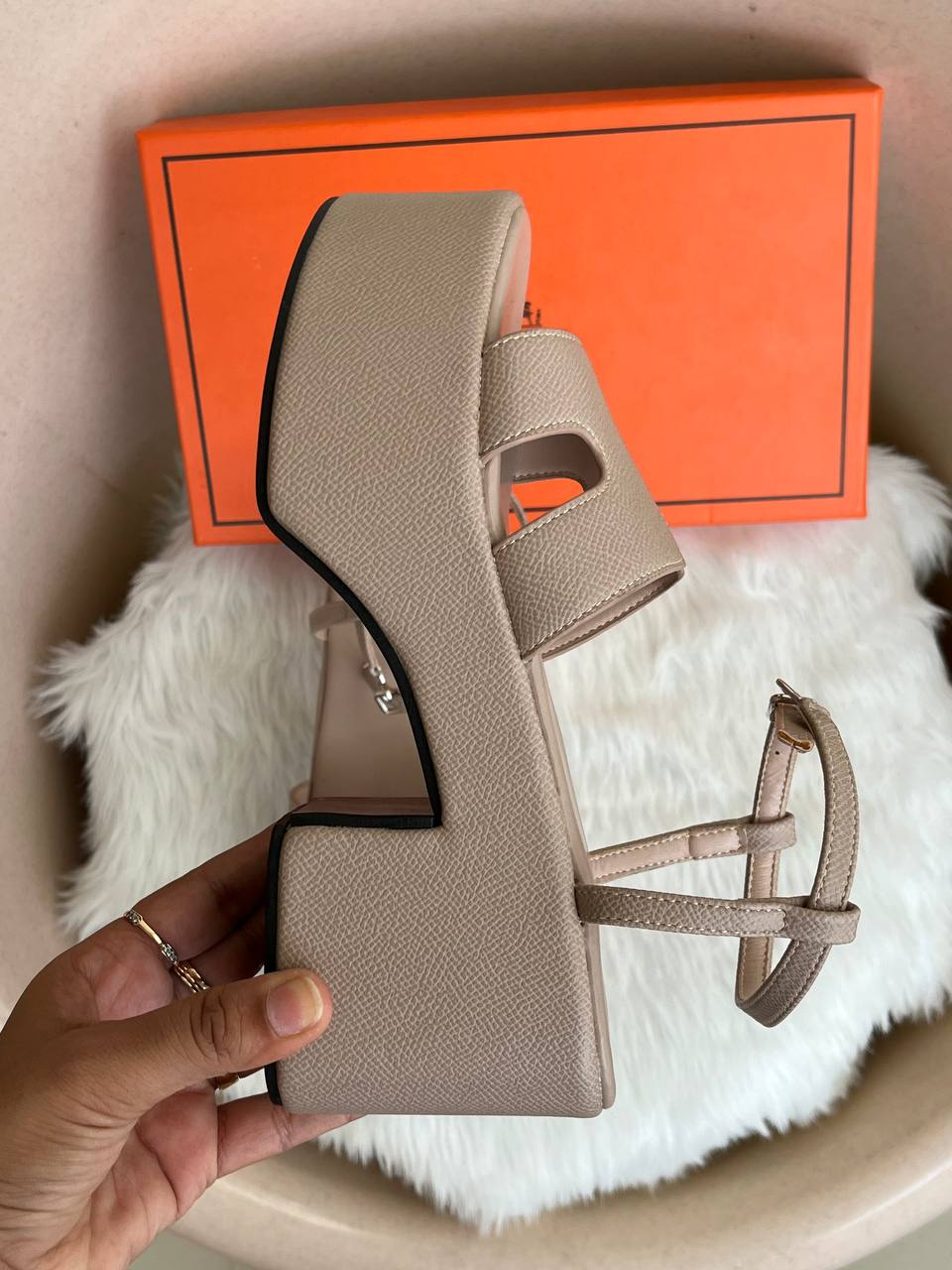 HERMES JAM 30 PLATFORM KHAKHI SANDAL WITH ORIGINAL BOX Urban Classics Store