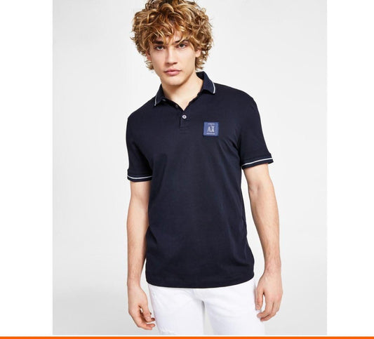 ARMANI EXCHANGE BLUE EMBROIDERY LOGO PREMIUM POLO T-SHIRT Urban Classics Store