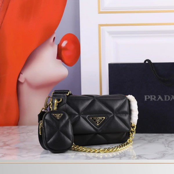 PRADA IMPORTED NAPPA ICONIC POCHETTE BAG WITH OG BOX BLACK COLOUR Urban Classics Store