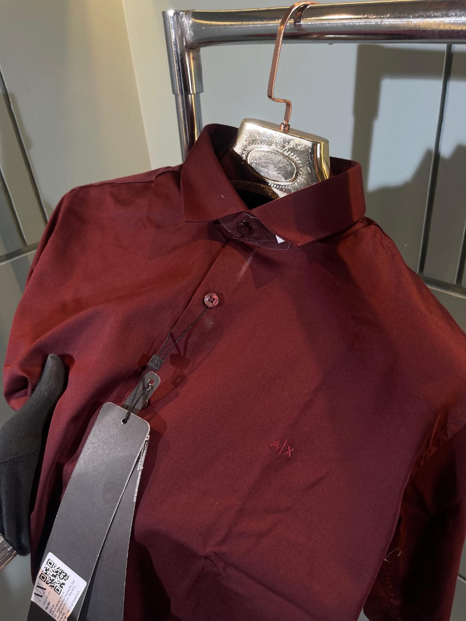 ARMANI EXCHANGE PREMIUM FORMAL SHIRT MAROON COLOUR WITH OG BOX Urban Classics Store