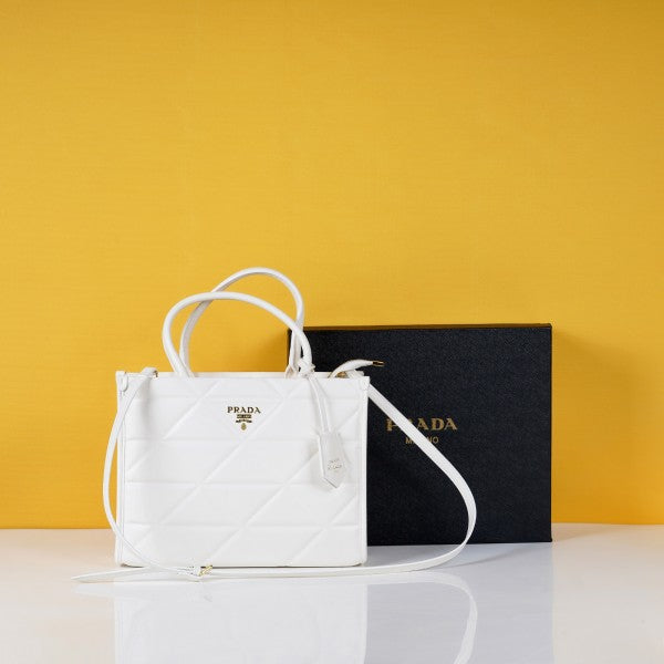 PRADA LEATHER TOTE BAG WITH OG BOX WHITE COLOUR Urban Classics Store